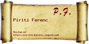 Piriti Ferenc névjegykártya